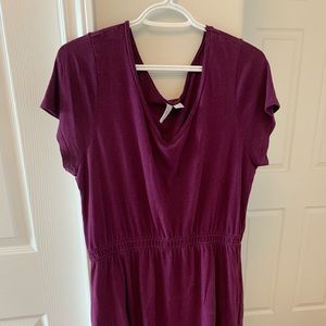 Purple cinched waist dress